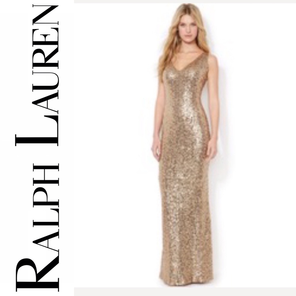 Gold Sequin Ralph Lauren Gown